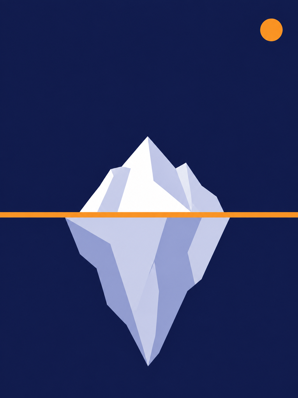 Capa do Guia de Avaliação de TDAH: ilustração de iceberg em azul, lavanda e laranja.